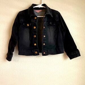 BCBGirls Black Gray Denim Jacket with Gold Buttons size 4